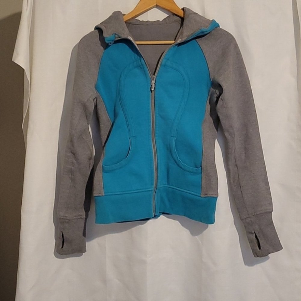 Lululemon Blue and Grey Scuba Sweater Size 2